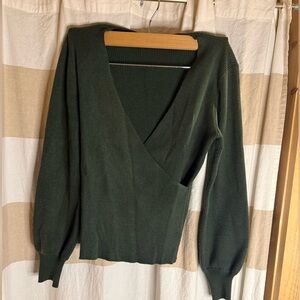 Lush Deep Green V-Neck Sweater